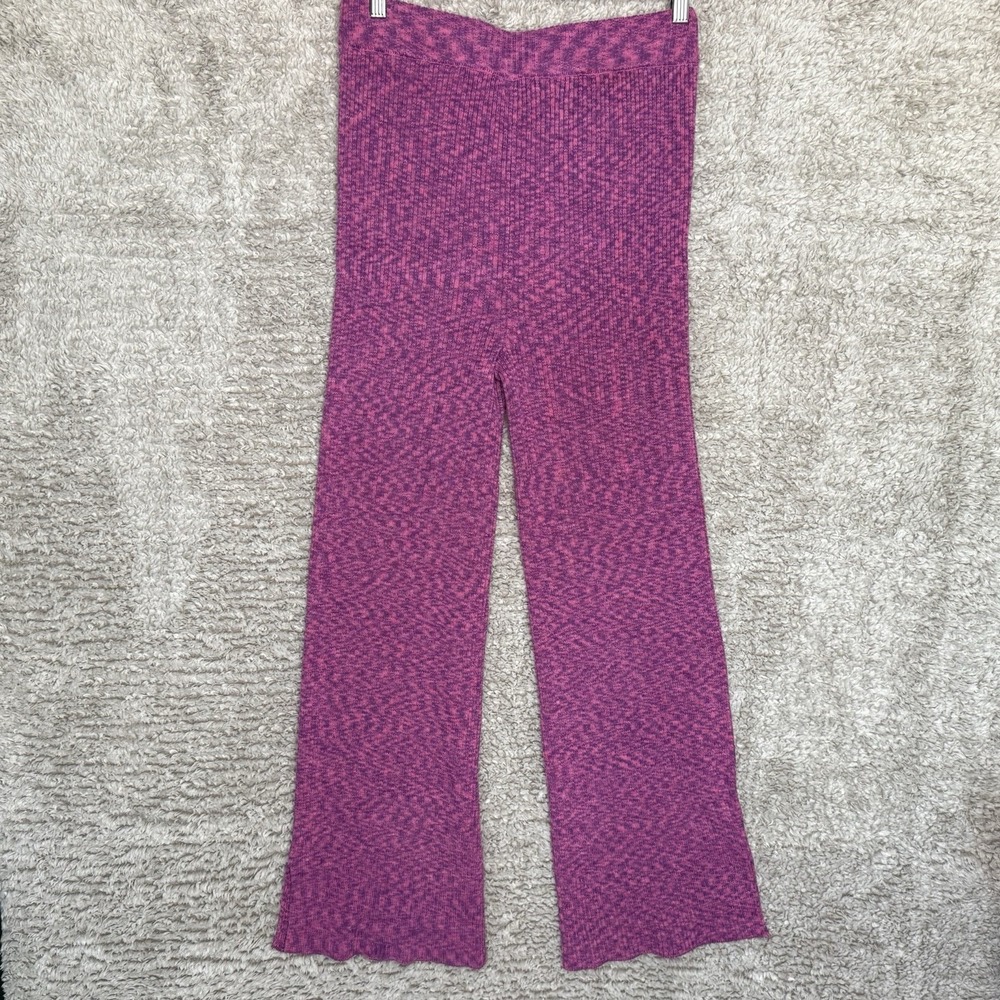 Stockholm Atelier Ribbed Knit Flare Pants Women's M‎ Pink Boho Lounge 70s Vibes